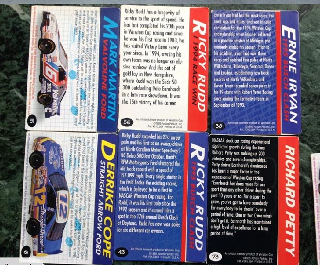 39 US Winston Cup motor racing trade cards